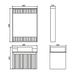 Тумба с раковиной Comforty Марсель-60 00-00012272CF белая матовая, со столешницей Калакатта Блэк