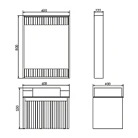 Тумба с раковиной Comforty Марсель-60 00-00012272CF белая матовая, со столешницей Калакатта Блэк