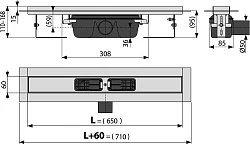 Душевой лоток AlcaPlast APZ6 650 с опорами, хром