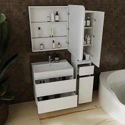 Тумба с раковиной Style Line Атлантика 70 антискрейч белый матовый