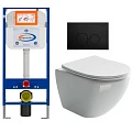 Комплект инсталляции Aquanika Basic с унитазом CN4002 и кнопкой черной