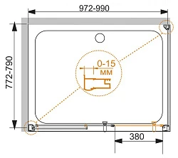 Душевой уголок Cezares Pratico 100x80см PRATICO-AH-1-100/80-P-Cr профиль хром, стекло рифленое
