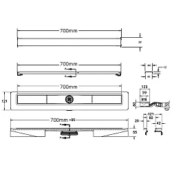 Душевой лоток Berges C1 Brise 70 090032 хром матовый
