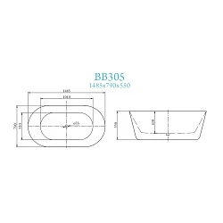 Акриловая ванна BelBagno 150x80 BB305-1484 белая глянцевая