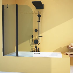 Шторка на ванну GuteWetter LUX PEARL GV-602 120x150 профиль черный матовый, ст