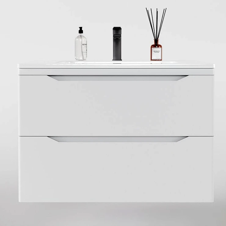 Тумба с раковиной Style Line Марелла 80 антискрейтч белый матовый