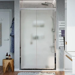Душевая дверь в нишу STWORKI Стокгольм 160см 3GW238TTKK000 профиль хром глянец, стекло матовое