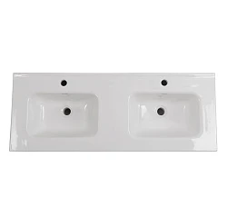 Раковина встраиваемая BelBagno 120см BB1200-2-ETL двойная, белая глянец