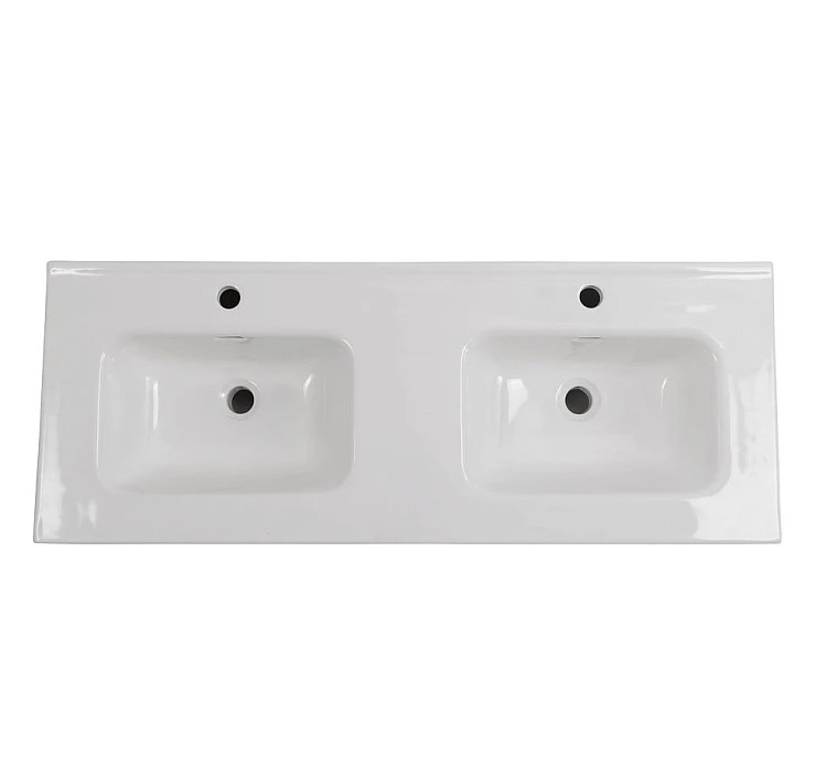Раковина встраиваемая BelBagno 120см BB1200-2-ETL двойная, белая глянец