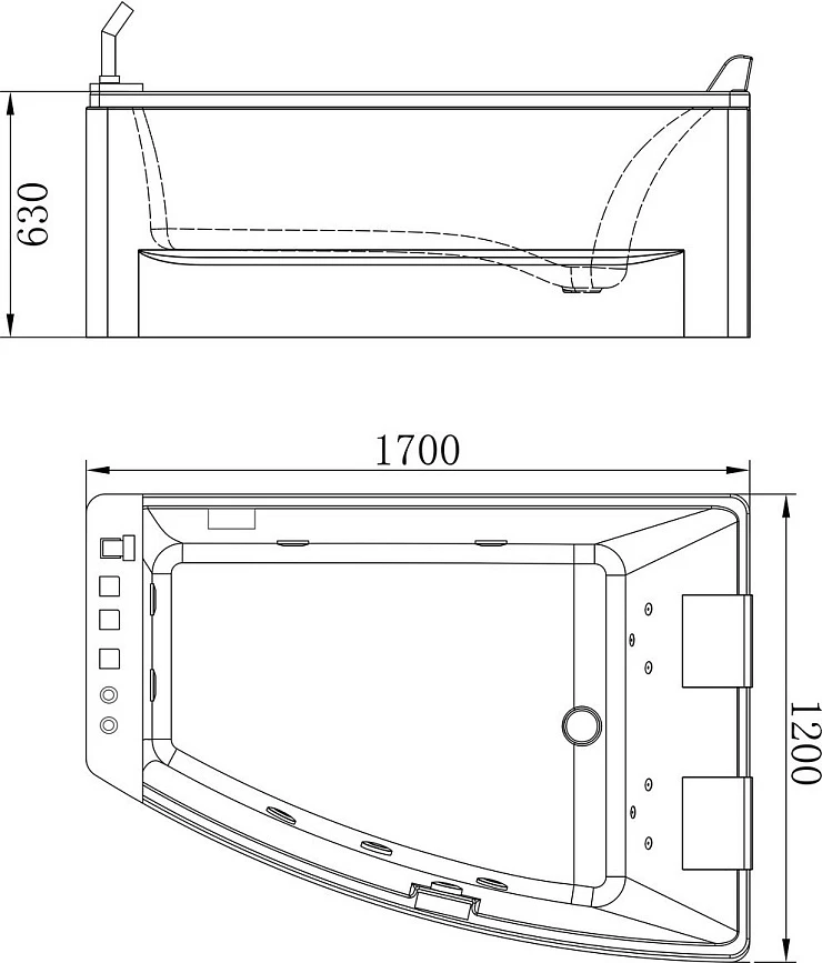 Акриловая ванна Orans BT-65100 XR 170x120см 65100XR с гидромассажем, белая глянцевая