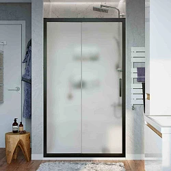 Душевая дверь в нишу STWORKI Стокгольм 100см 3GW224TTKK000 профиль черный матовый, стекло матовое