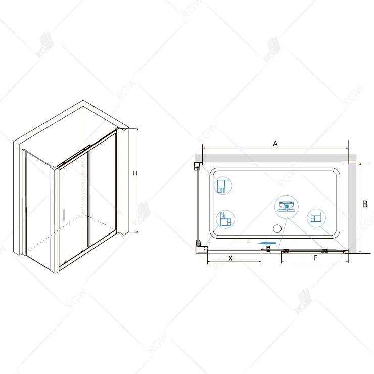 Душевой уголок RGW Classic CL-48 100x160см 32094806-11 профиль хром, стекло прозрачное