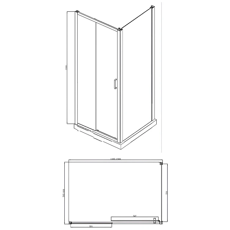 Душевой уголок Bravat Blackline 120x80см BS120.3101B профиль черный, стекло прозрачное