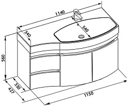 Тумба с раковиной Aquanet Опера 115 R 212992 белая