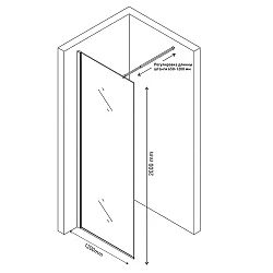 Душевая стенка BERGES SKY 120x200см 064005 профиль хром, стекло прозрачное