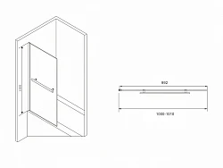 Шторка на ванну ABBER Immer Offen 100x140см AG70100B профиль черный, стекло прозрачное