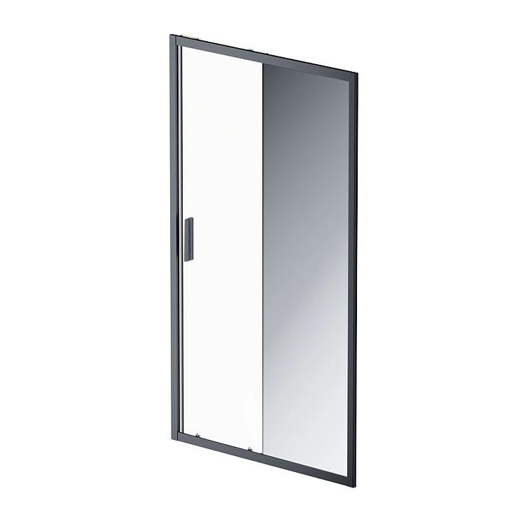 Дверь душевая в нишу AM.PM Gem 110см W90G-110-1-195BMir профиль черный, стекло прозрачное/зеркальное