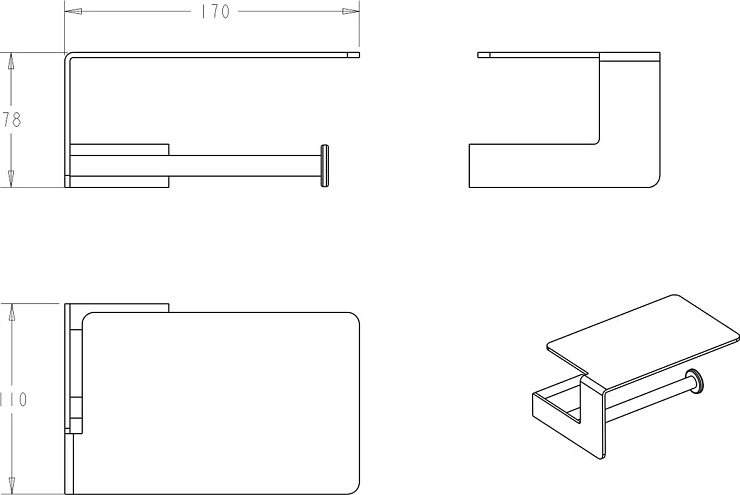 Держатель туалетной бумаги Boheme Q 10941-GM с полкой, gun metal