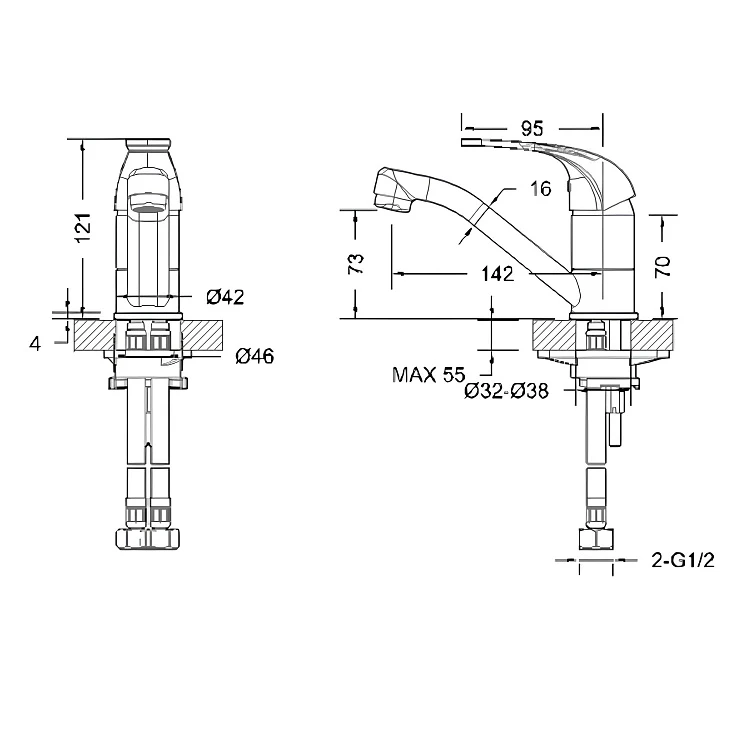 Смеситель для раковины Bravat Fit F1233188CP-RUS хром