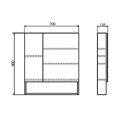 Зеркало-шкаф Comforty Никосия 70 00-00006163CF дуб белый