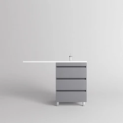 Тумба с раковиной Style Line Даллас ЛЕОН 120 напольная, правая, серый матовый