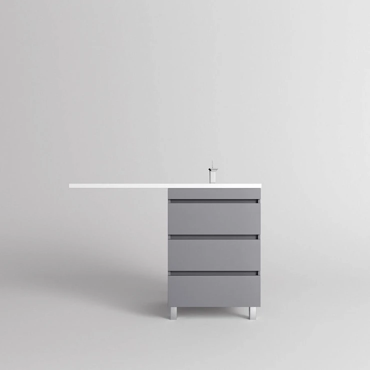 Тумба с раковиной Style Line Даллас ЛЕОН 120 напольная, правая, серый матовый