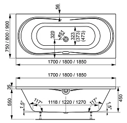 Акриловая ванна Vagnerplast Briana 185x90 VPBA185BRI2X-04 белая глянцевая