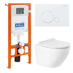 Комплект инсталляции BelBagno с унитазом и кнопкой BB046CHR/BB2111SC/BB002-80/BB014-SR-BIANCO