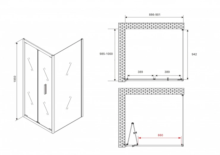 Душевой уголок ABBER Sonnenstrand 90x100см AG07090-S100 профиль хром, стекло прозрачное