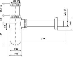 Сифон для раковины Timo 960/00L хром