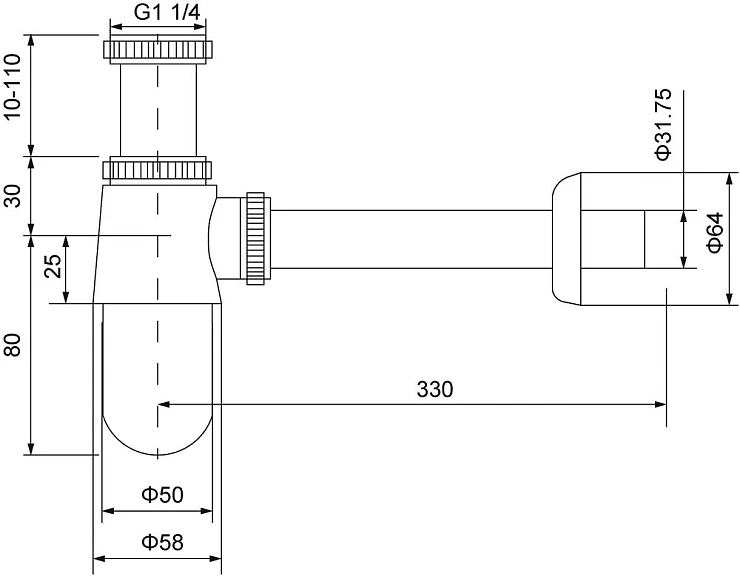 Сифон для раковины Timo 960/00L хром