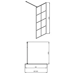 Душевая перегородка Bravat Blackline 90x195см BG090.5413B профиль черный, стекло прозрачное