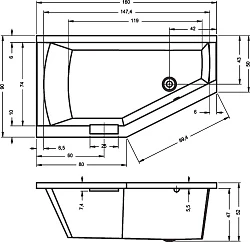 Акриловая ванна RIHO 160x90 B029001005 белая глянцевая