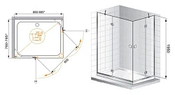 Душевой уголок Cezares Verona 120x90см VERONA-W-AH-2-120/90-P-Cr-L профиль хром, стекло рифленое