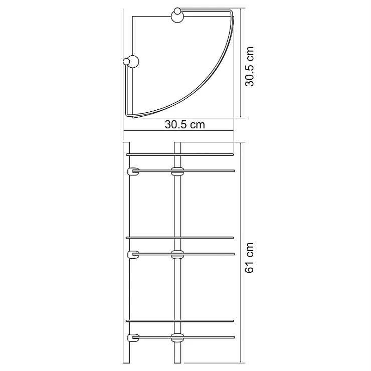 Полка Wasserkraft Ammer K-3733 3-ярусная, угловая, хром матовый