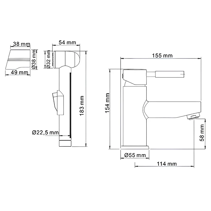 Смеситель для раковины Wasserkraft Main 4108 с гигиеническим душем, хром