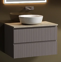 Тумба с раковиной Sancos Snob T 80 с бежевой столешницей, серая