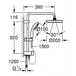 Душевая стойка Grohe New Tempesta 27389002 хром