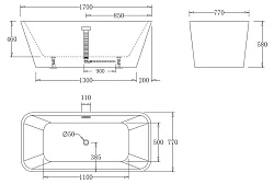 Акриловая ванна BelBagno 170х80х60 BB60-170 белая глянцевая