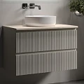 Тумба с раковиной Sancos Snob R 80 с бежевой столешницей, бежевая