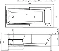 Акриловая ванна Aquanet Taurus 170x75 210289 белая глянцевая