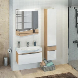 Зеркало Comforty Самара 76 кофе 00004134972CF с подсветкой, светлое дерево