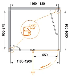 Душевой уголок Cezares Verona 120x100см VERONA-W-AH-1-120/100-C-Cr профиль хром, стекло прозрачное