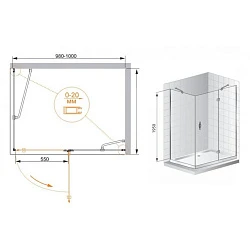 Душевой уголок Cezares Bergamo 100x80см BERGAMO-W-AH-1-100/80-P-Cr-L профиль хром, стекло рифленое