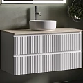 Тумба с раковиной Sancos Snob R 100 с бежевой столешницей, белая