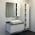 Тумба с раковиной Comforty Милан 90 00-00007900CF белая, со светло-серой столешницей