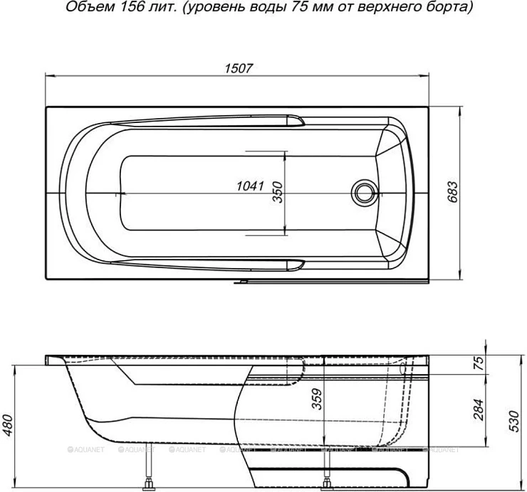Экран Aquanet Extra 150см 00208674 белый