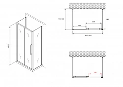 Душевой уголок ABBER Schwarzer Diamant 100x80см AG30100H-S80-S80 профиль хром, стекло прозрачное