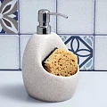 Дозатор для кухонной мойки Wasserkraft K-8099 с емкостью для губки, бежевый / хром