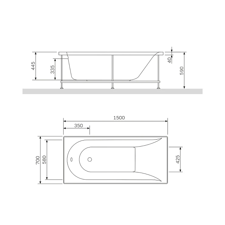 Акриловая ванна AM.PM Spirit 150x70 W72A-150-070W-A2 белая глянцевая